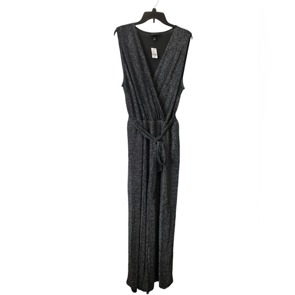 Lane Bryant Women’s Metallic Striped Black Evening Jumpsuit Wide Legged - 18/20 - Picture 2 of 9